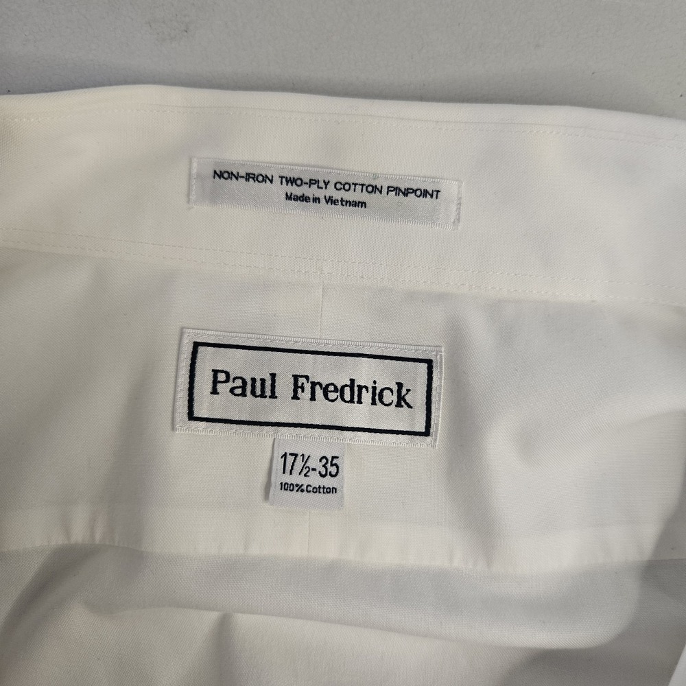 Paul Fredrick Mens Dress Shirts 17.5 35 Blue White 3 Pack Non Iron 2 Ply‎ Cotton - Picture 16 of 16